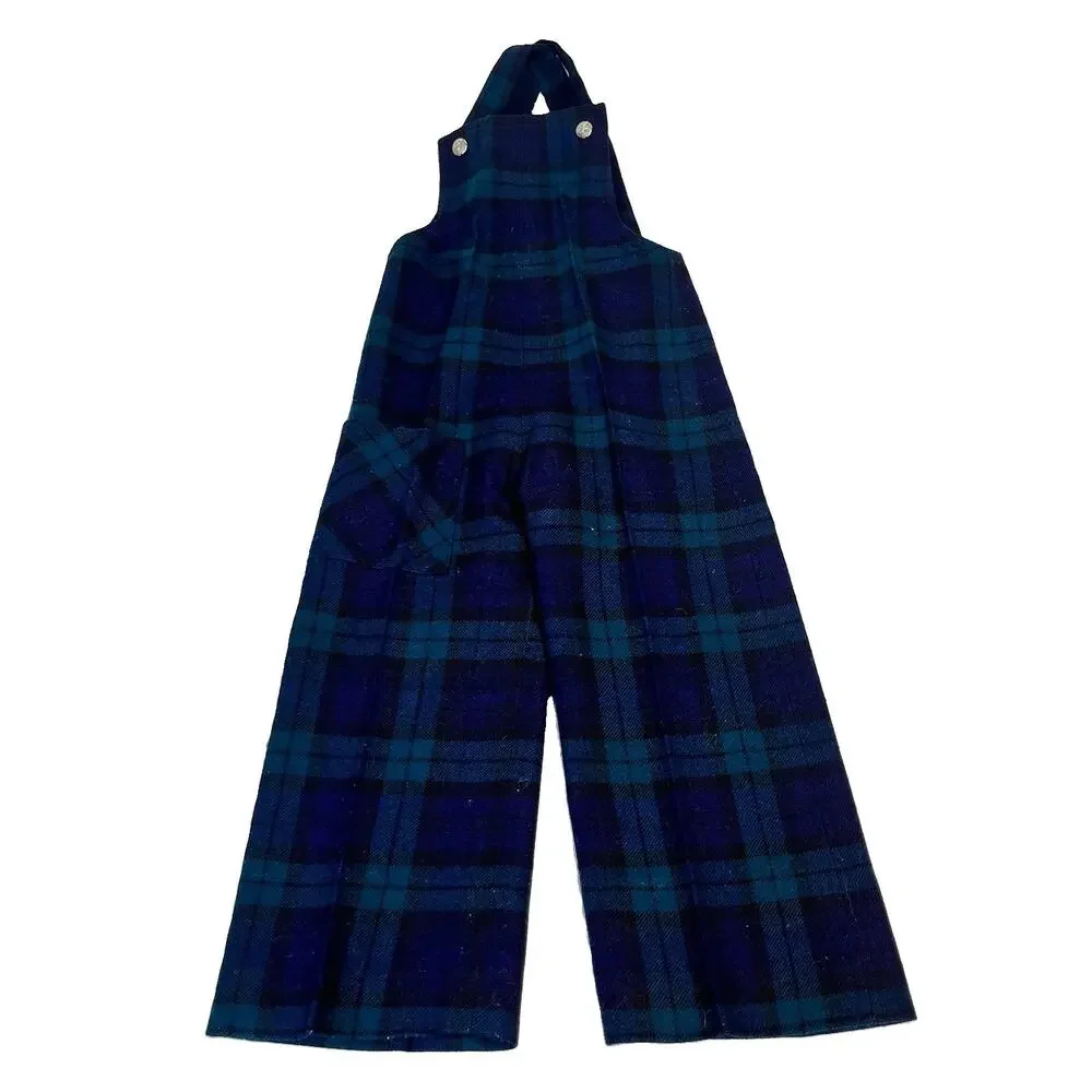 Vintage Boy's Overalls sz 4 yrs Archie Brown & Sons Navy Blue Tartan Plaid Wool